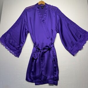 Victoria's Secret Satin Lace Robe Purple M/L Kimono 2021